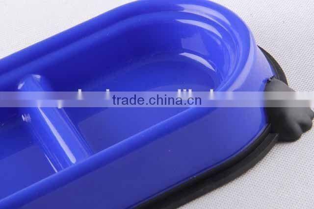 New design Plastic slip-resistant oval pet bowl with rubber bottom/dog bowl