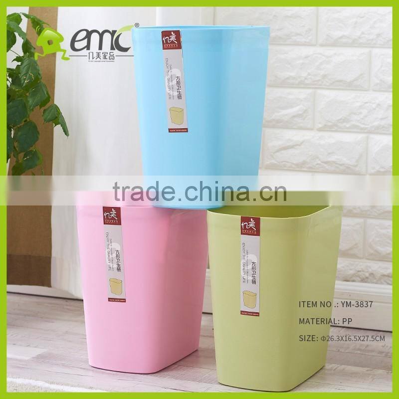 Plastic dust bin for indoor places, PP rubbish bin for household, Plastic Rectangle rubbish bin