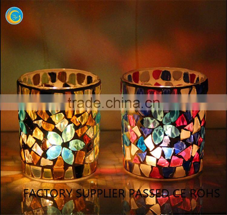 wholesale mosaic tin candle holders glass