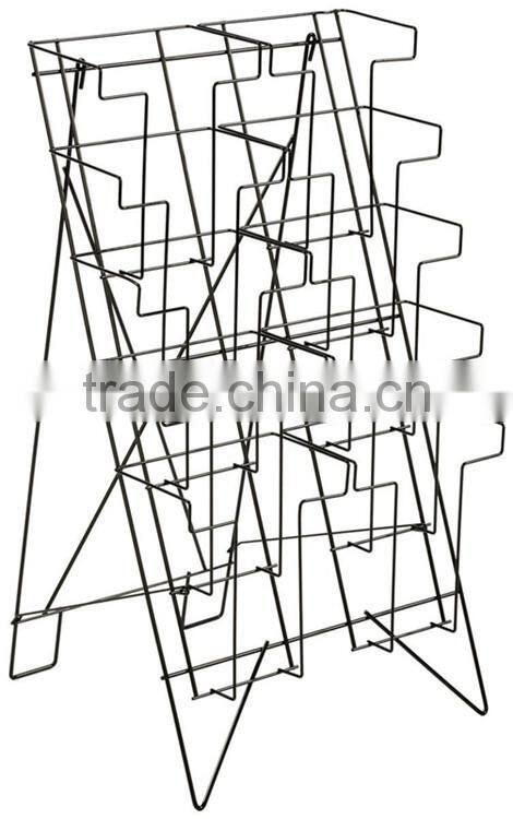 2 tiers modern black newspaper stand metal wire magazine display rack