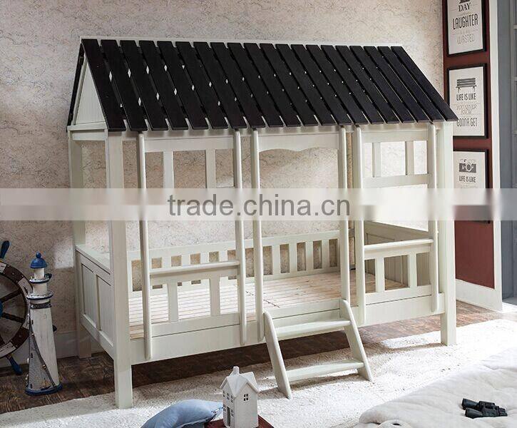 Antique European Style Kids Kingdom Little Cottage Shaped Pure White Children Bed BF11-02274d