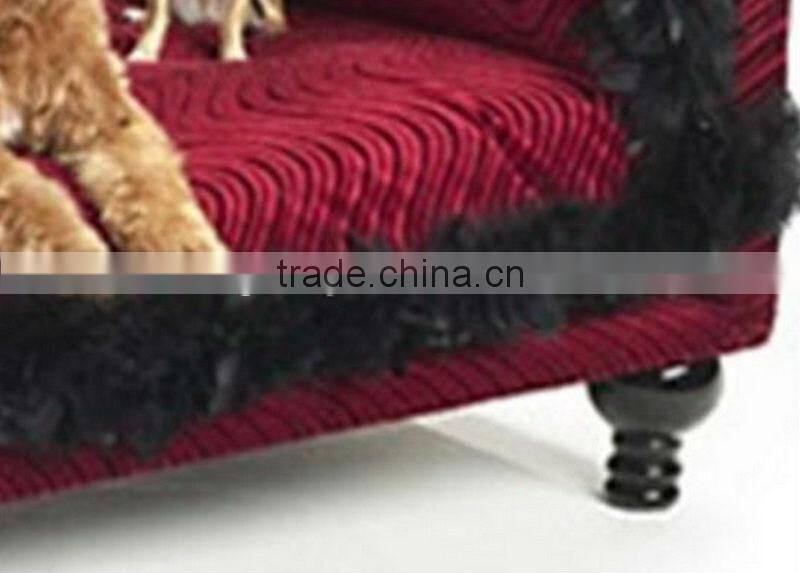 Luxury Red Pet Bed/The Chaise Bed Collection Celebrity Furniture/Beautiful Turkey Feather Trim Dog Bed-BG800003