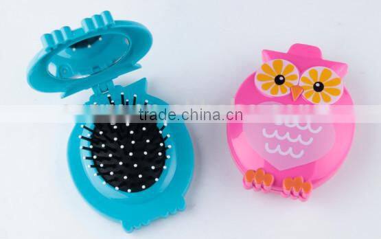 Plastic animal Panda/Owl-shaped shaped folding mirror and comb