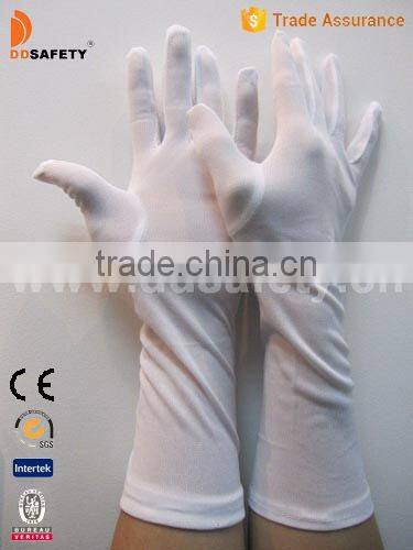 DDSAFETY 100% White Nylon Cotton Working Gloves With Long Cuff