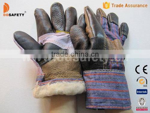 DDSAFETY Cow Grain Leather Work Gloves For Winter Safety Gloves