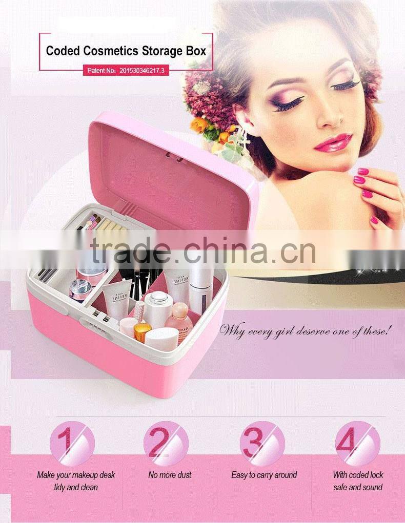 Professional Girly plastic Makeup Box Beauty Cosmetic box (Pink)