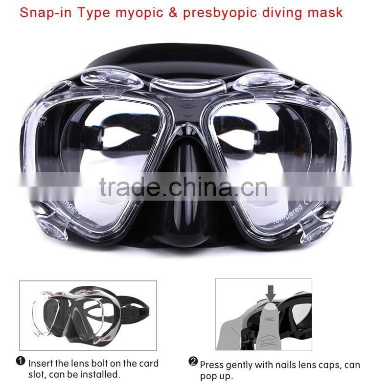 Silicone Diving Mask With 4 Tempered Glass Windows