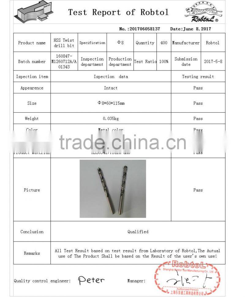 8mm nano titanium coating straight shank Hss Twist Drill Bits Cobalt Fully Ground Bright Finish drilling Metal Forged Alloy