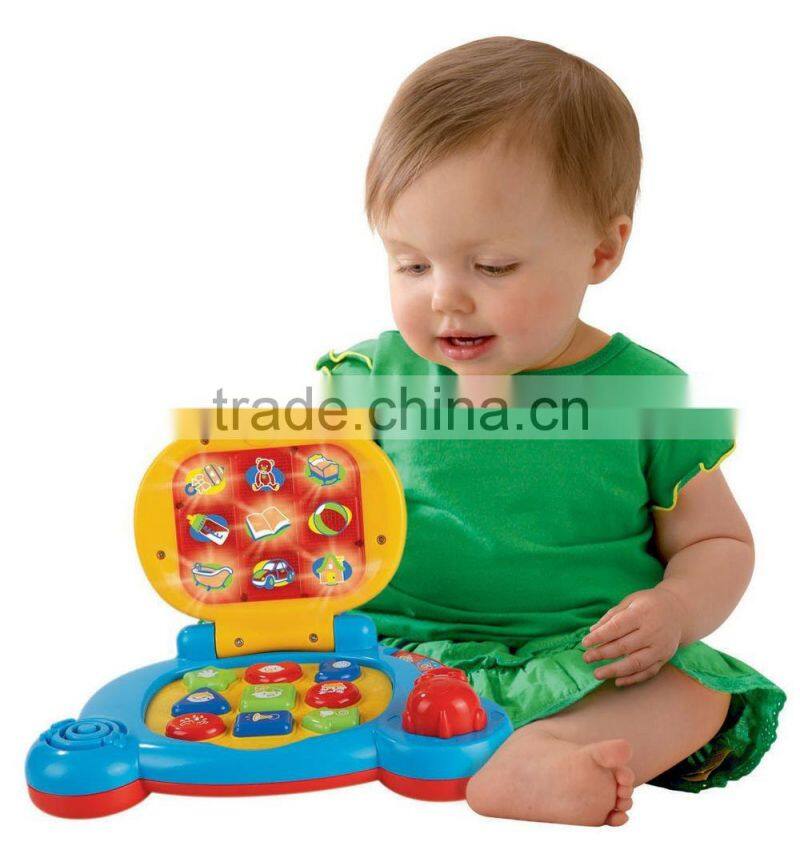 2015 new hot baby's learning laptop toy with sound and music, baby learning computer toy wholesale from icti factory