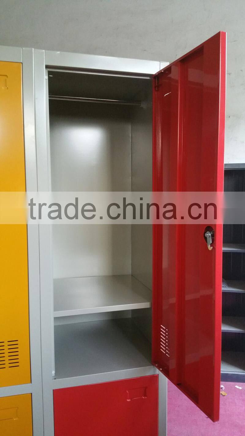 Singe Side Two- door Metal Locker with One Shelf in Red