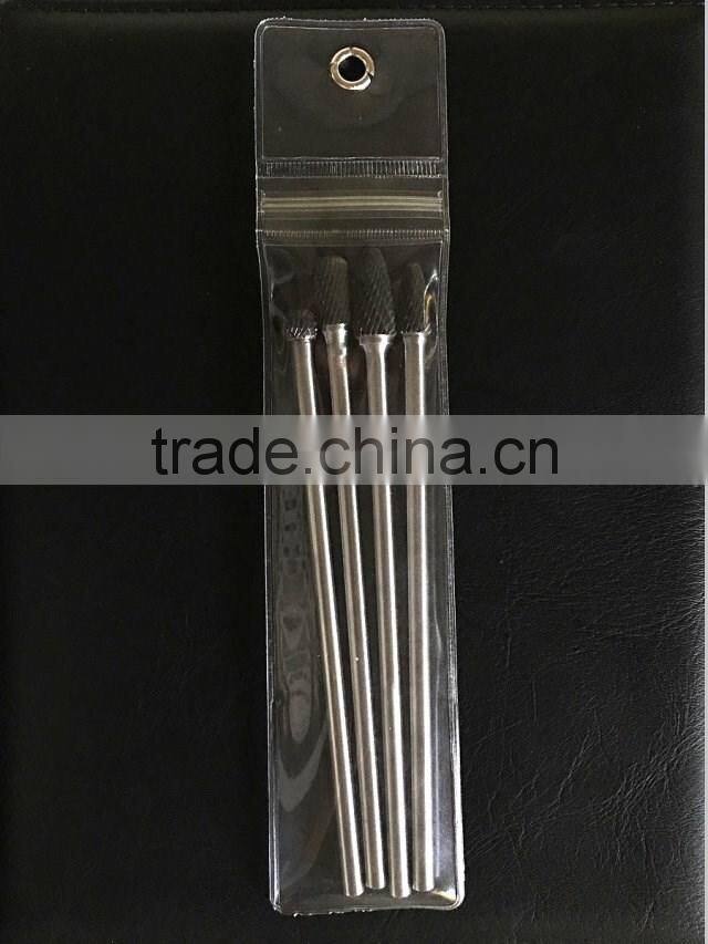 4PC Long Shank Carbide Rotary Burr With Vinyl Pouch