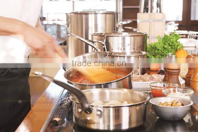 High Quality Bistro 3-ply light weight induction cooking pots stainless stock pot for Induction heating High Quality