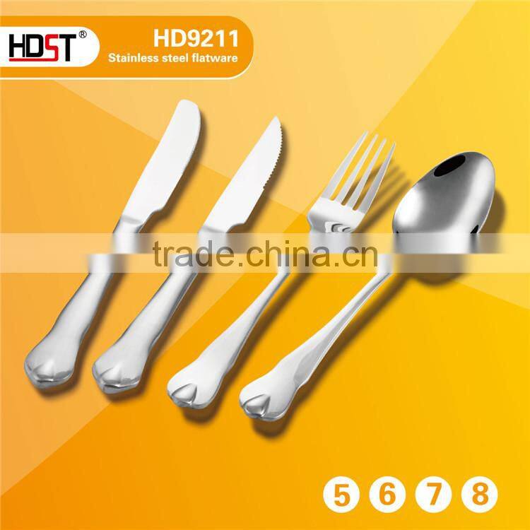 best selling 23pcs water drop type handle and Mirror polish stainless silver dinner set