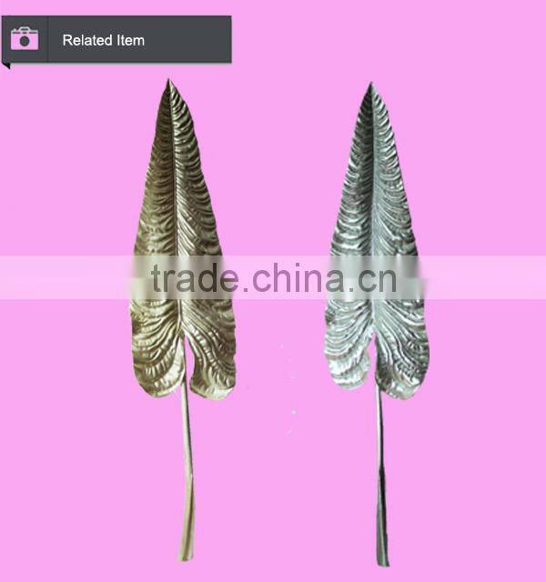 Artificial leaves for decoration sliver golden glitter leaves wedding decoration