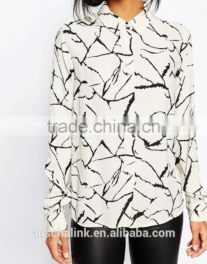 2016 high quality decent long sleeve print shirt wholesale OEM service