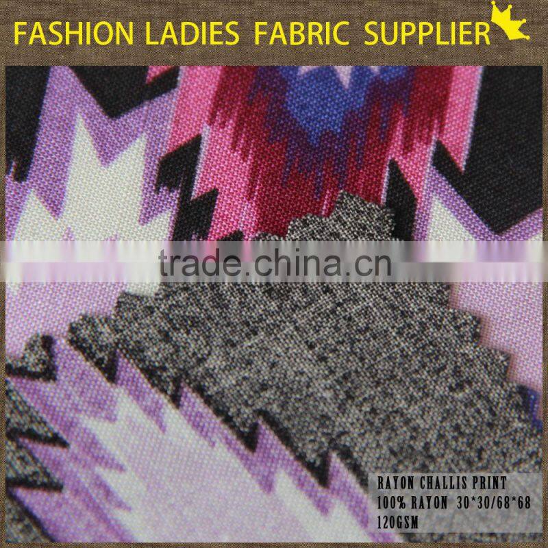 Rayon digital printing fabric made in china100% printed viscose woven fabric fashion lady garment fabric