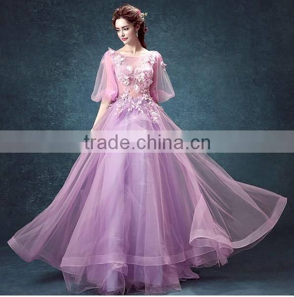 sexy night pink bridal long sleeve party wear dress patterns