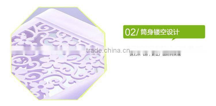 Flower design Trash can office square plastic waste bin in purple