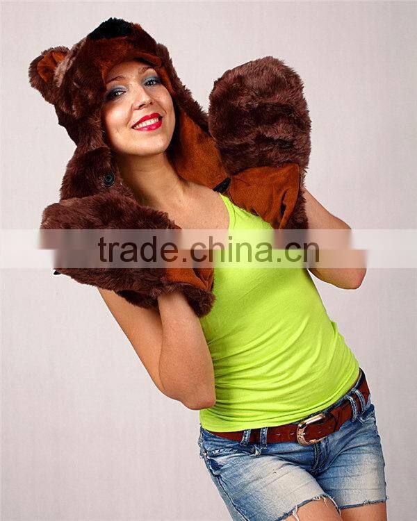 New style promotional factory price fashion animal hood hat scarf gloves