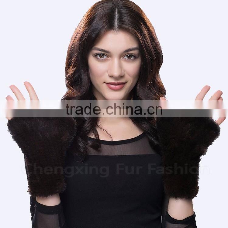 CX-A-08C Wholesale Winter Douable Face Ladies Mink Fur Winter Gloves