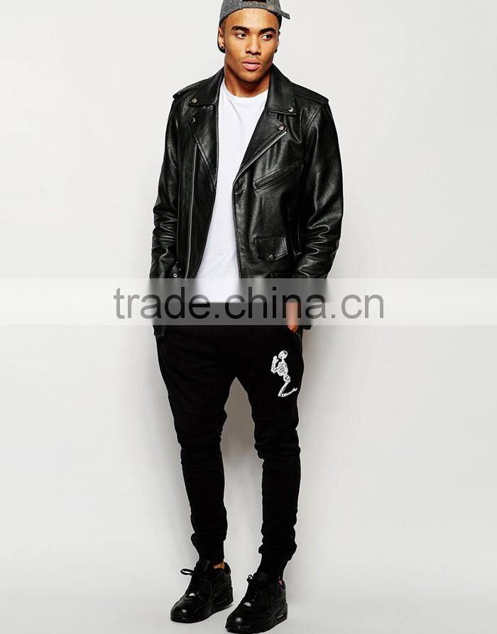 Religion black custom logo print palazzo pants with zipper pockets man