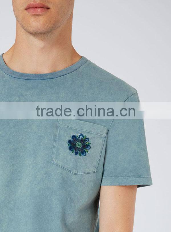 China high-end short sleeve enzyme wash blue t shirts