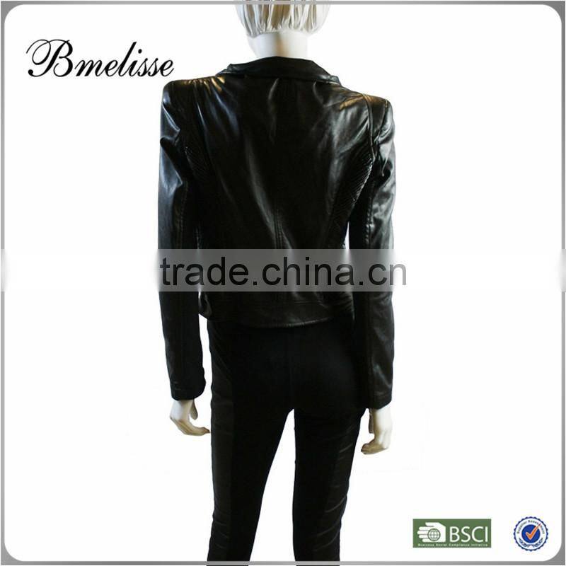2014-2015 2014 new fashion black women pu leather jackets for lady
