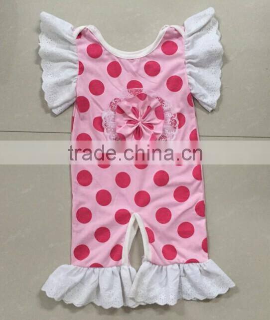 Girl Clothes Open-Seat Long Sleeve Cotton Baby Onesie Green Clover Pattern Knot Bow Organic Cotton Ruffles Romper