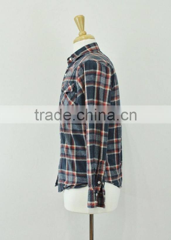 Li Dong Blue Plaid Western Button Front Long Sleeve Shirt Mens