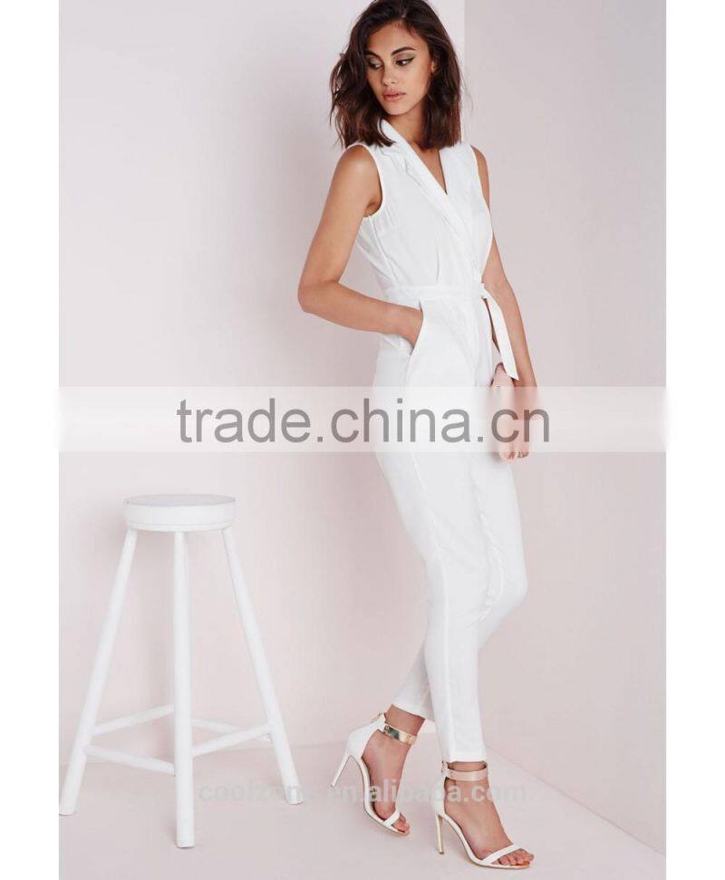 2015 fashion jumpsuit design new style sleeveless wrap jumpsuit