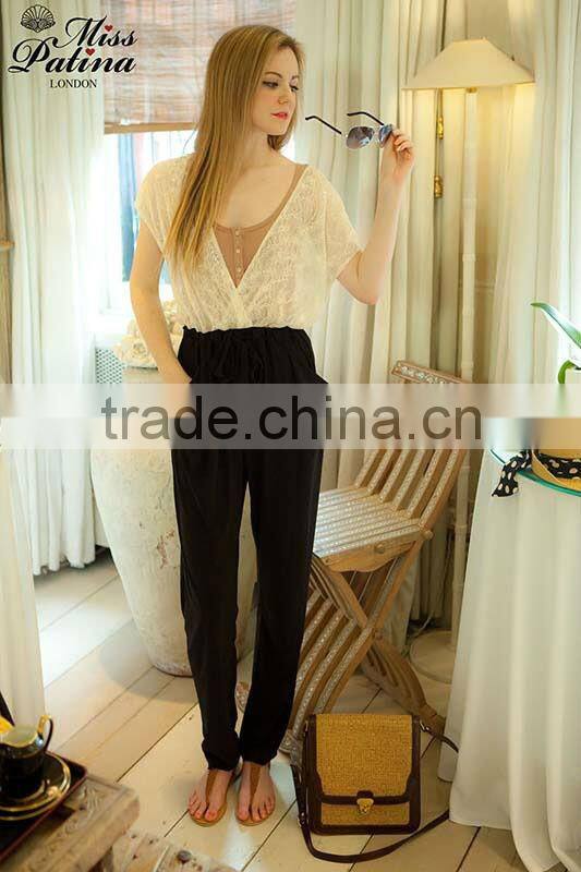 Temperament bud silk splice joint outseam pants