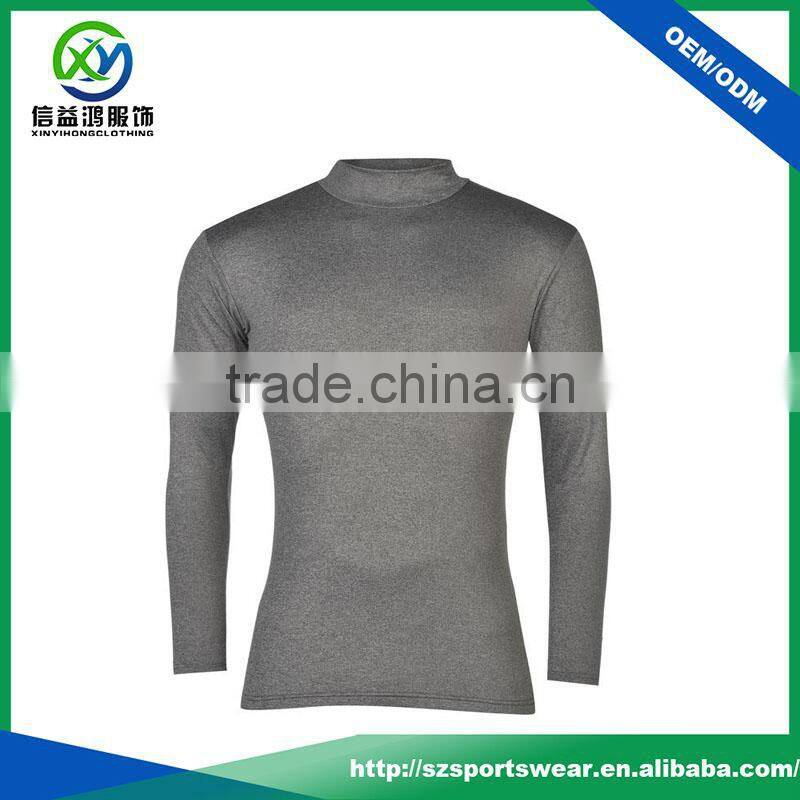 High quality 88% polyester 12% spandex roll neck pure color long sleeve for men