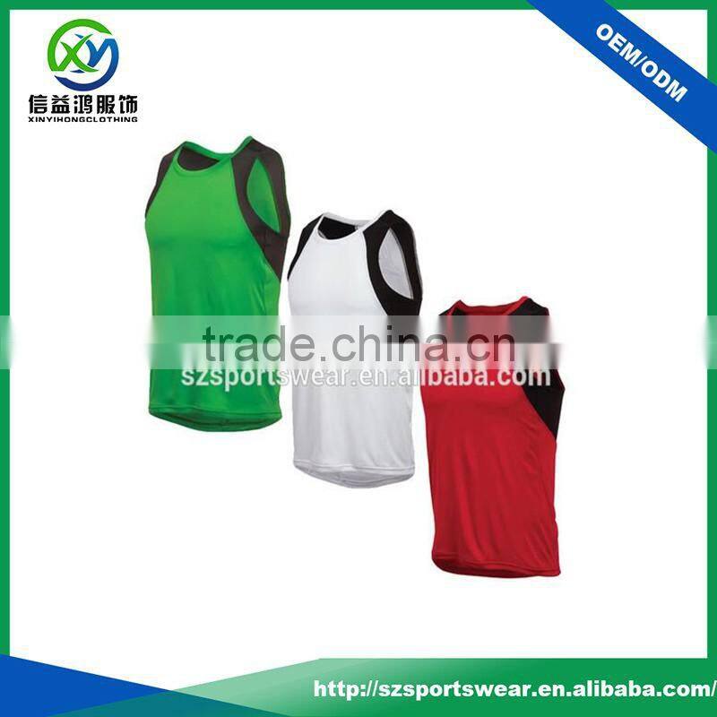 100% Polyester fabric Cool Pass Dry Fit Running Singlet For Men
