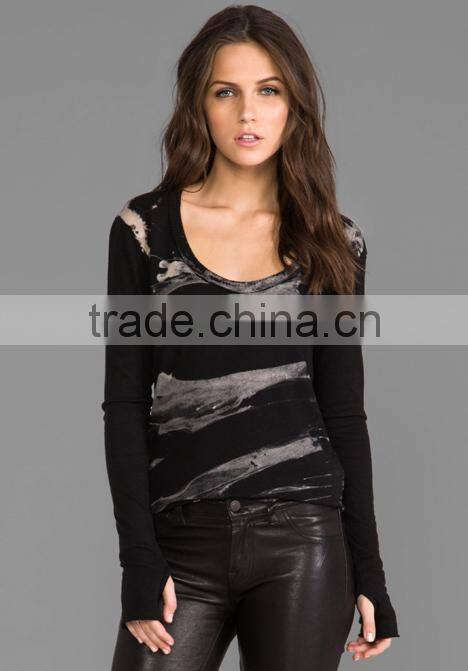 long sleeve black white striped t-shirts