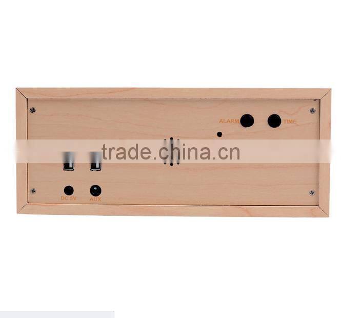 Hot selling wooden bluetooth speaker with digital led Desk clocks with alarm