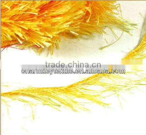 Wholesale crochet pine needle pattern dyed solid color eyelash yarn