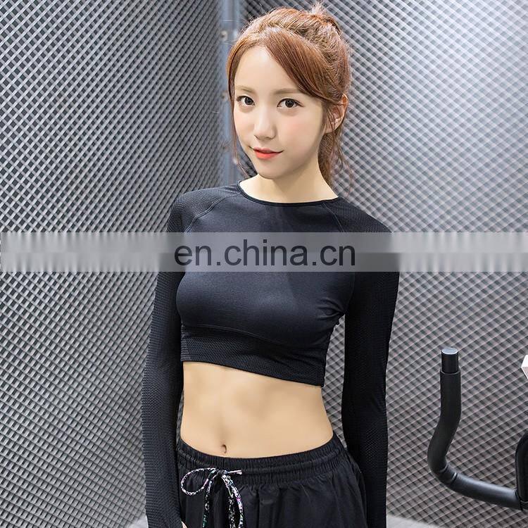 Women Backless Running T Shirt Quick Dry Elastic Running Tops Long Sleeve Sports Yoga Sportwear Fitness Midriff-baring Tees