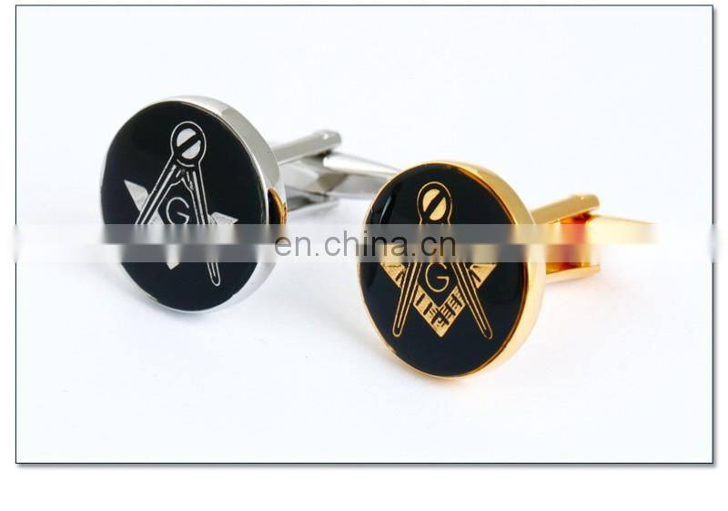 Silver Symbol Black Round Cuff link Men Shirt Cufflinks