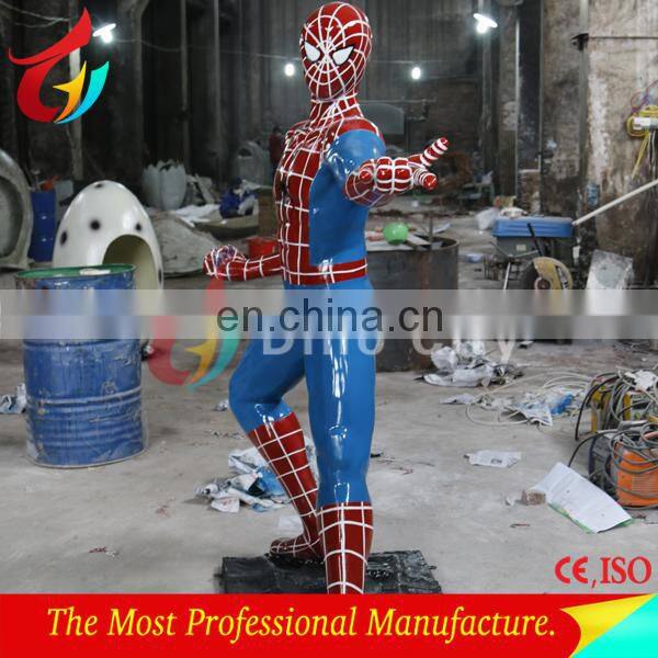 High Quality Superhero Charactor Life Size Spiderman Fiberglass Statue