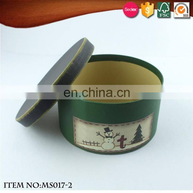 2016 winter cardboard candy round gift packaging box with lid
