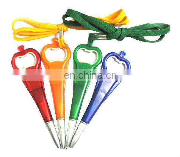 Promotional Plastic Bottle Opener Lanyard Pen, Neck Pens