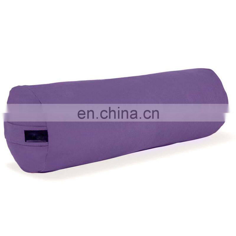 wholesale custom PU batting 65*21cylindrical yoga bolster with organic cover