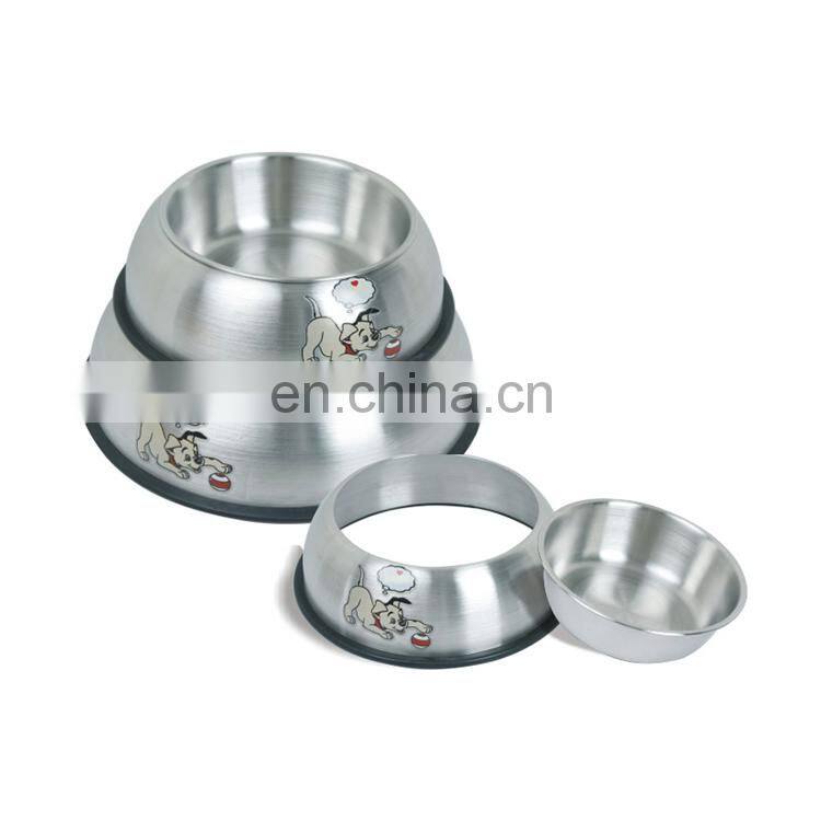 Stainless steel dog bowl skid stop basic pet steel bowl