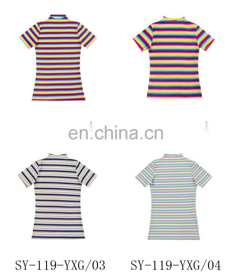 2019 Wholesale Fashionable Boutique Shirt Newest Serape Design T Shirt Girl Comfortable Ribbed Strip Toddler Shirt