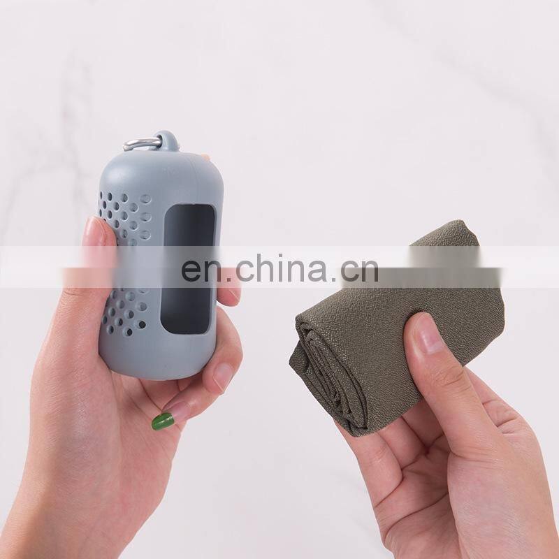 Sport Portable Towel With Silicone Box Outdoor activities yoga Gym Sport Towel Quick Dry