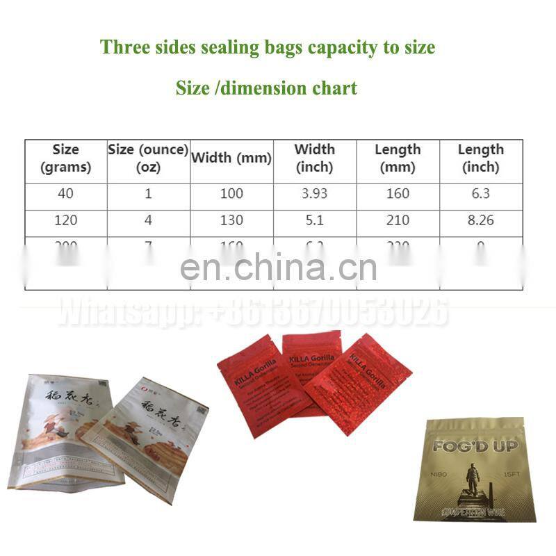 Gold Printed Cosmetic Sealed Bag Small Size Tea Sachet Food Plastic Snack Heat Seal Gravure Printing Three Side Sealed Bag