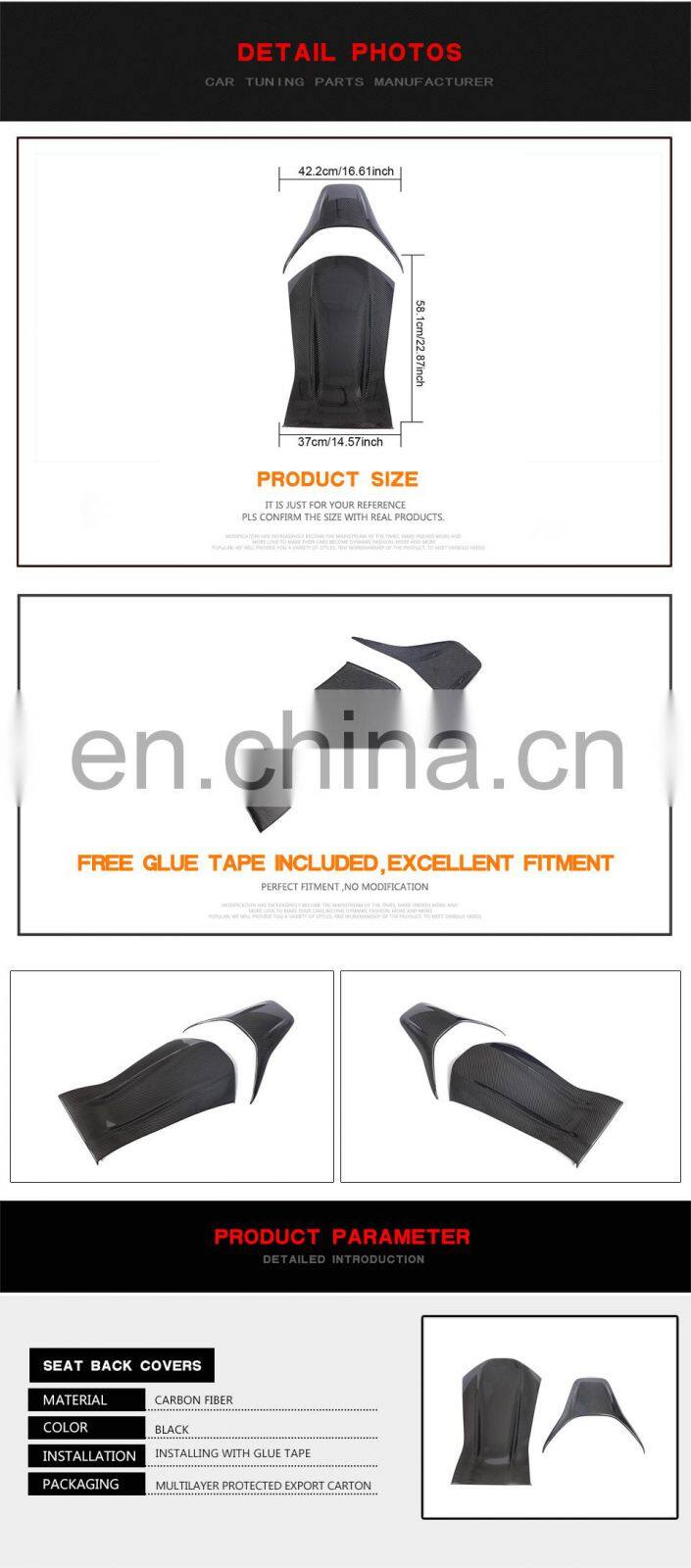 Dry Carbon Fiber W205 C63 Seat Back Covers for Mercedes Benz AMG A45 CLA45 GLA45 AMG GT 2014-2021