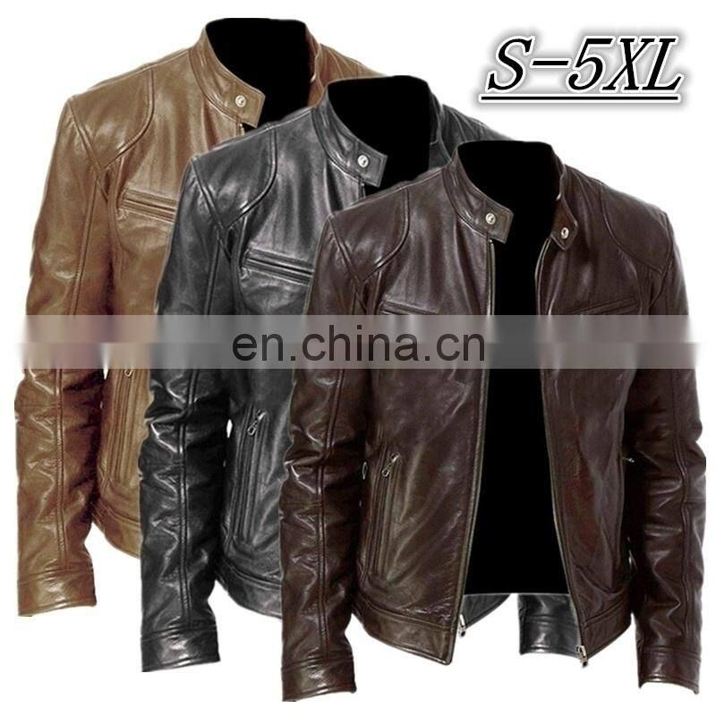 New style men's motorcycle wear plus size casual bomber jacket PU leather jacket