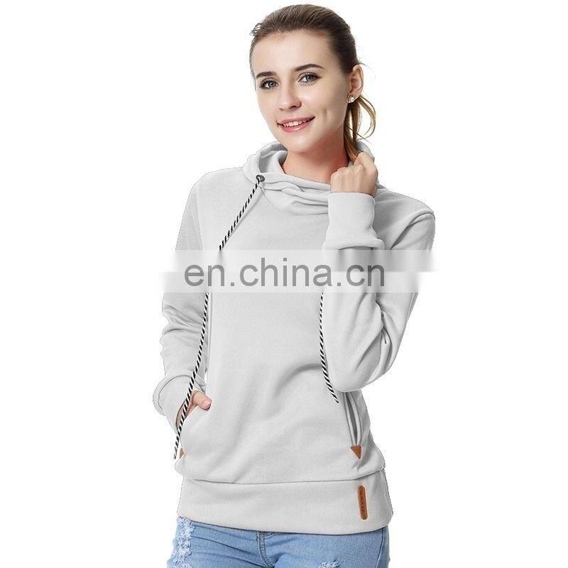 Wholesale custom women's hooded sweater long sleeve casual loose sports pure color hoodie Casual and comfortable