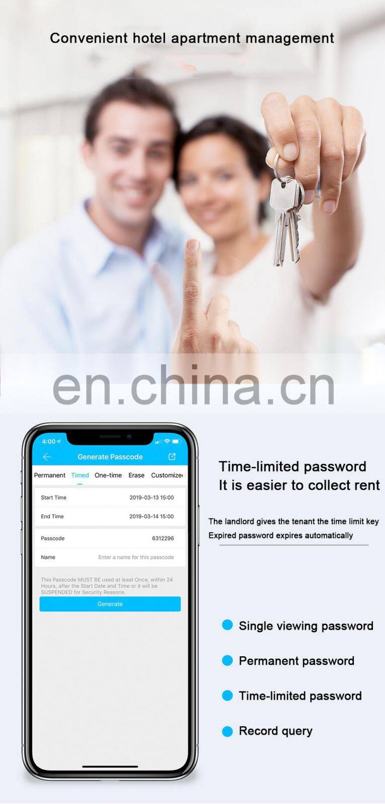 High Security Digital Biometric Fingerprint Door Lock Smart Lock WiFi App For Apartment